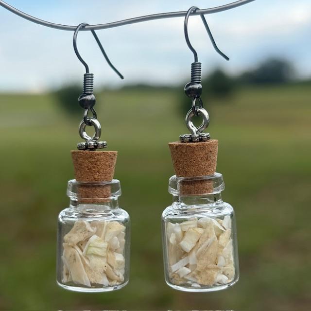 Ethically Sourced Cow Teeth Potion Bottle Earrings