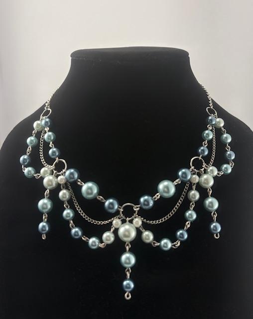 Blue Pearl Chandelier Necklace