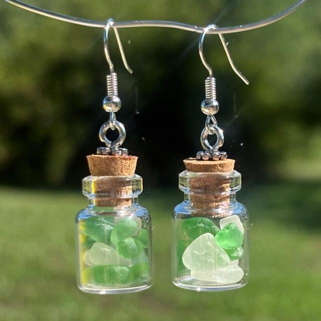Genuine Sea Glass Potion Bottle Earrings