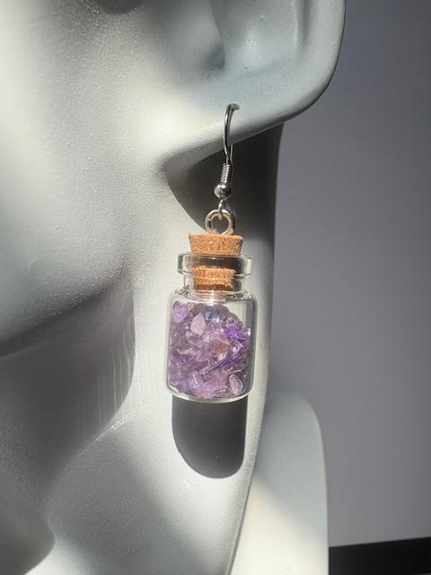 Amethyst Potion Bottle Earrings