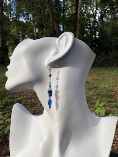 Asymmetrical Tumbled Sodalite Drop Earrings