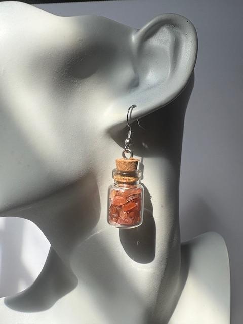Red Agate Potion Bottle Earrings