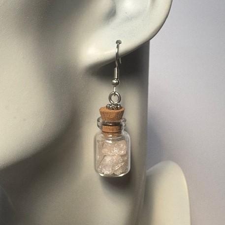South Dakota Rose Quartz Potion Bottle Earrings