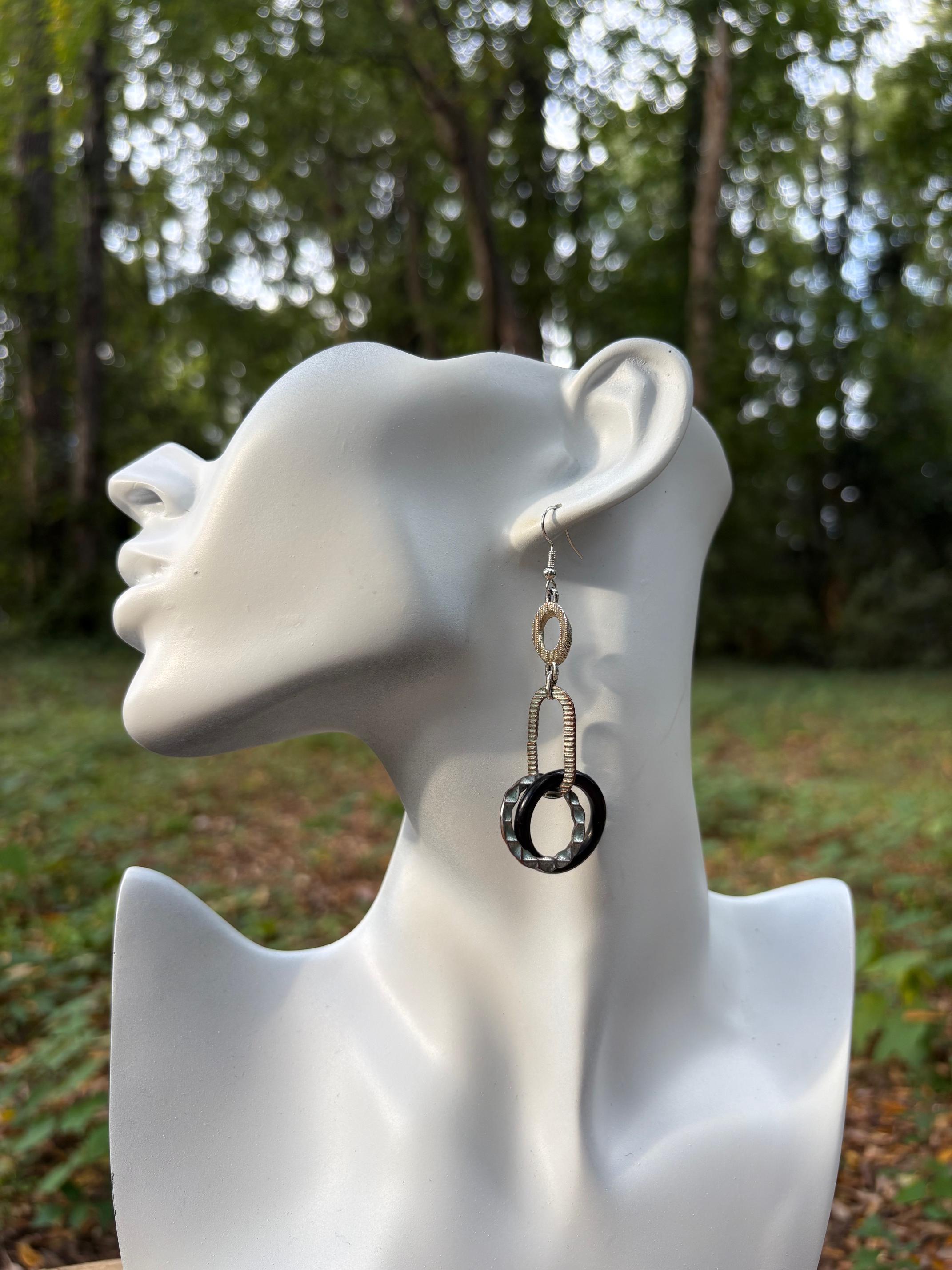 Textured Industrial Geometric Earrings