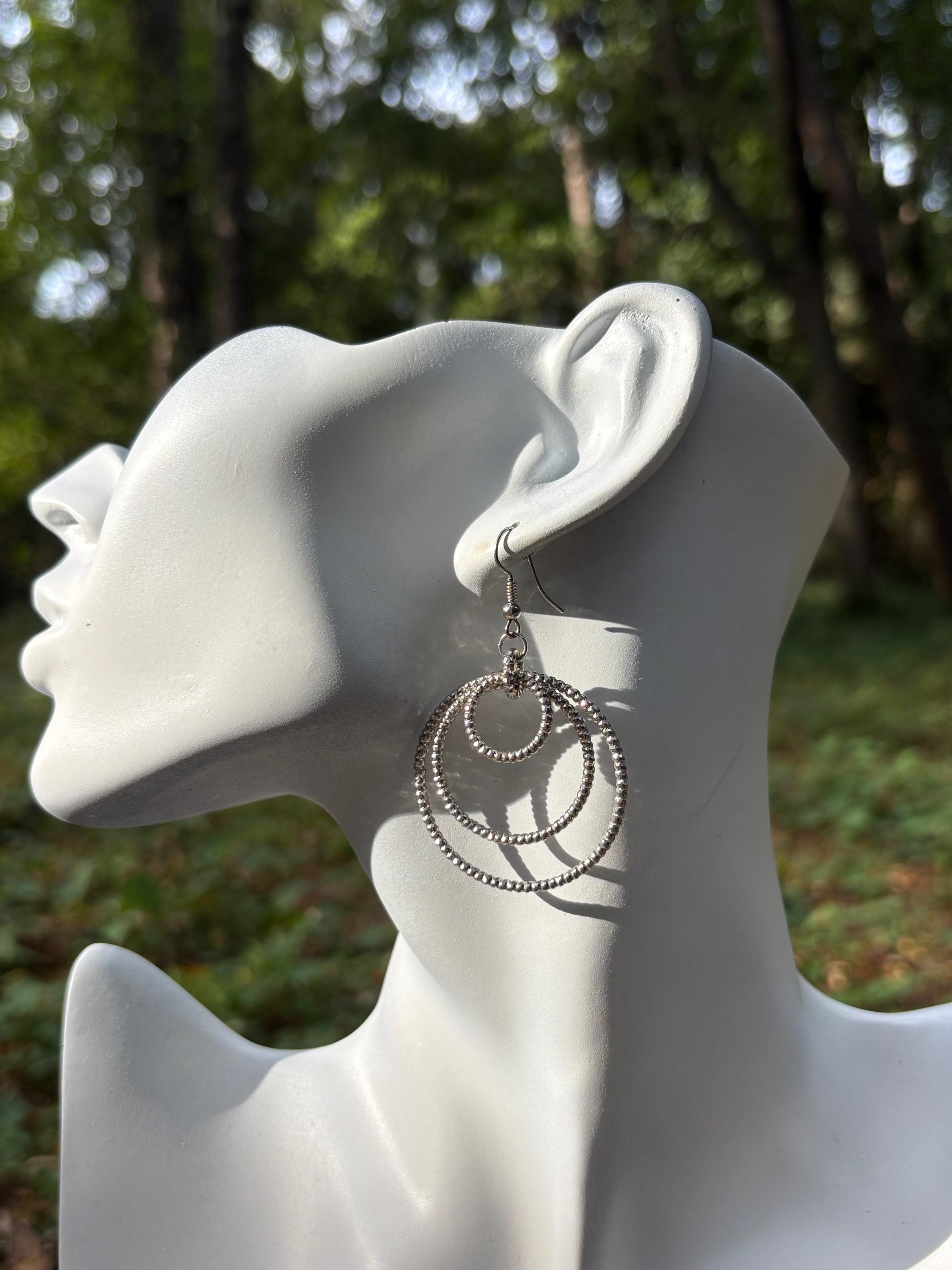 Triple Hoop Rhinestone Crusted Earrings